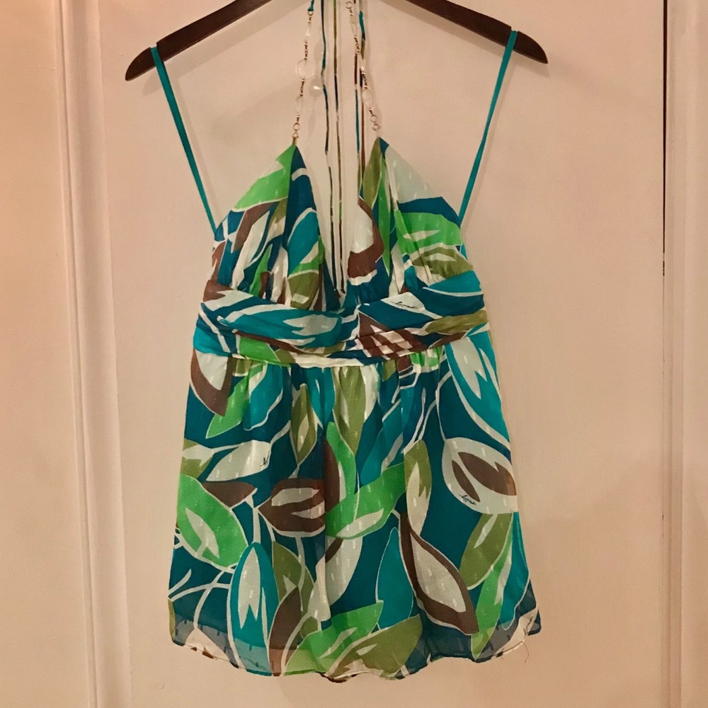 Milly of New York Tropical Blue & Green Halter Top